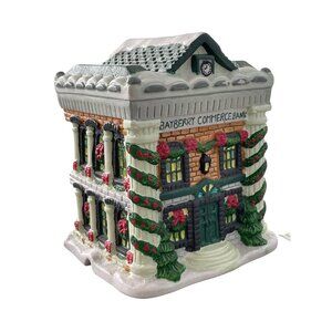 Vintage 1998 Trim A Home Ceramic Bayberry Bank Lighted Holiday Village Christmas